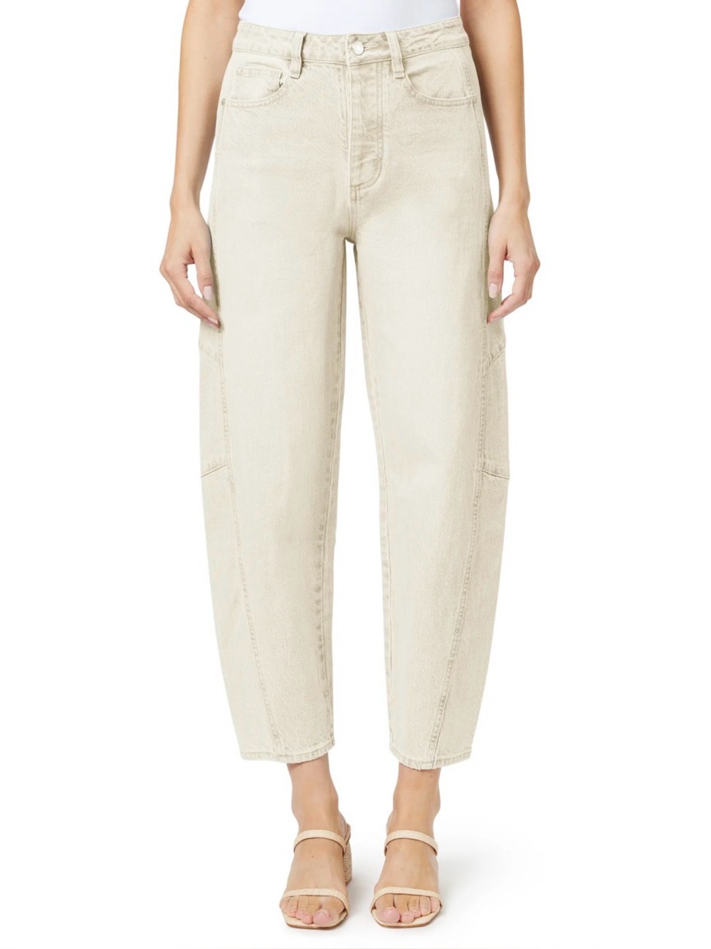 NWT Habitual Women's High-Rise Cropped Barrel Brant Jeans in Stone Size 10 / 30